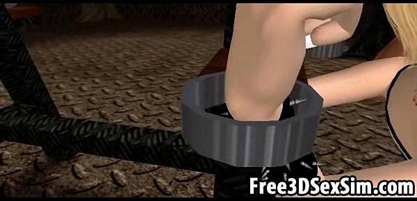  Sexy tied up 3D cartoon hottie sucks and fucks